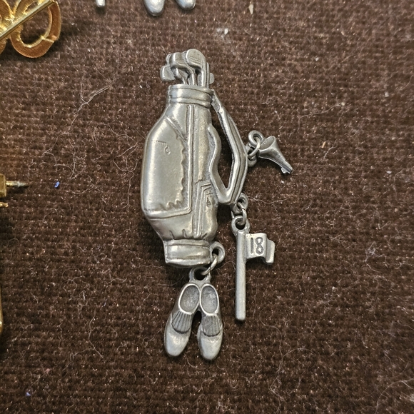 Vtg Brooch Pin Jewelry Lot Sterling Pewter Golf Theme - Picture 5 of 12
